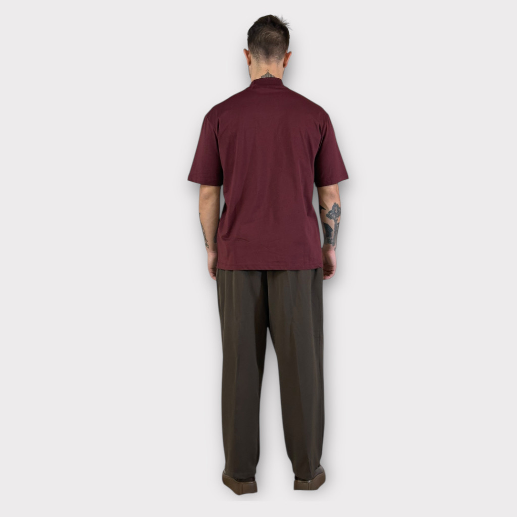 IMG 0910 T-shirt Comfort fit Bordo Με Ψηλό Λαιμό