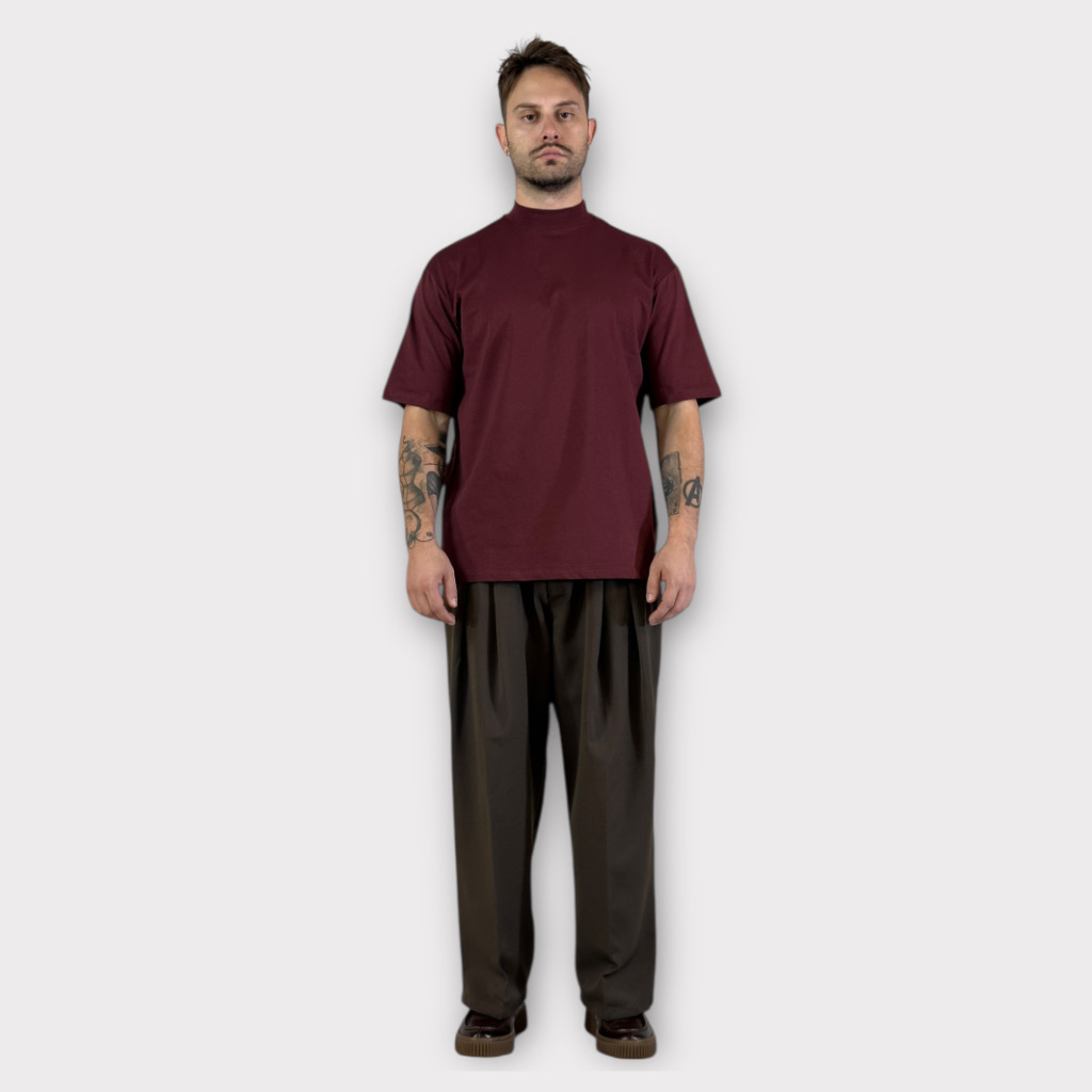 IMG 0911 T-shirt Comfort fit Bordo Με Ψηλό Λαιμό