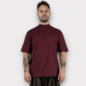 T-shirt Comfort fit Bordo Με Ψηλό Λαιμό