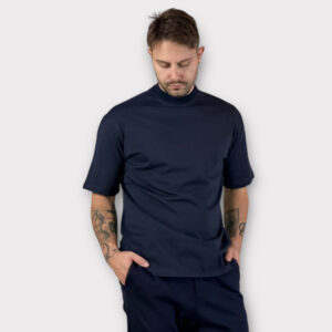 T-shirt Comfort fit Blue Με Ψηλό Λαιμό