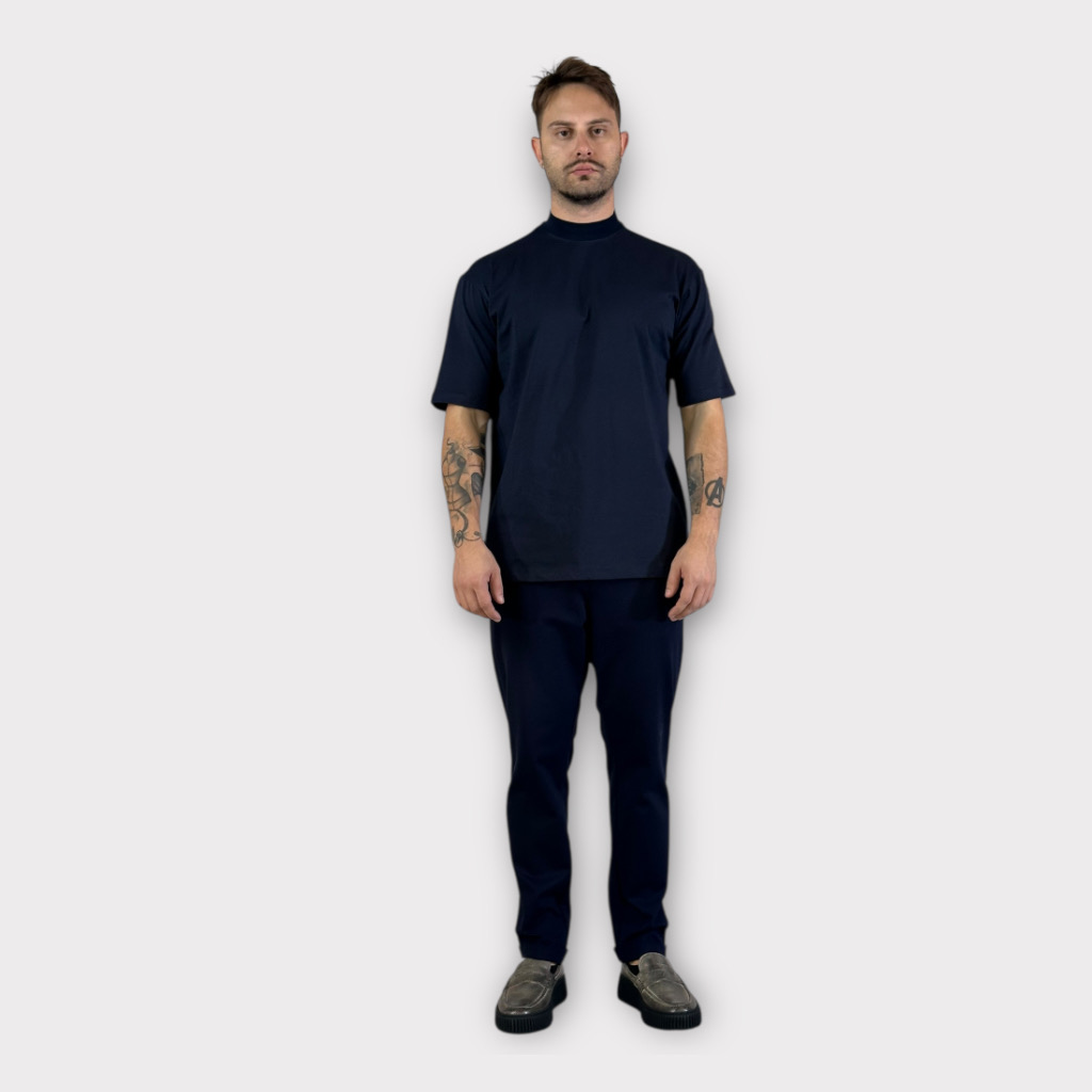 IMG 0973 T-shirt Comfort fit Blue Με Ψηλό Λαιμό