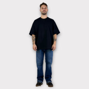 T-shirt Oversized Με Ραφή Πισω Μαύρο