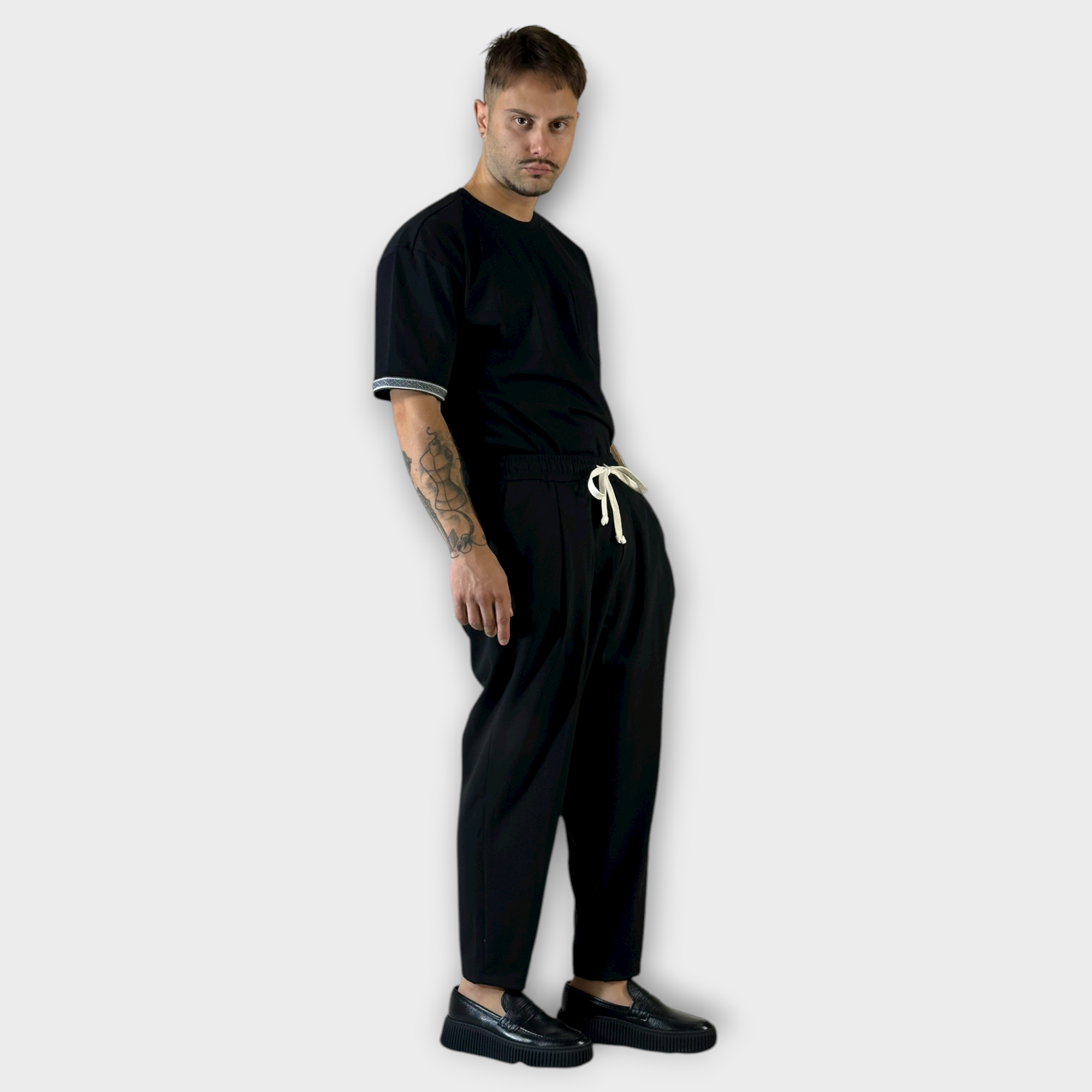 Παντελόνι Με Μεση Jogger & Πιετες Μαύρο