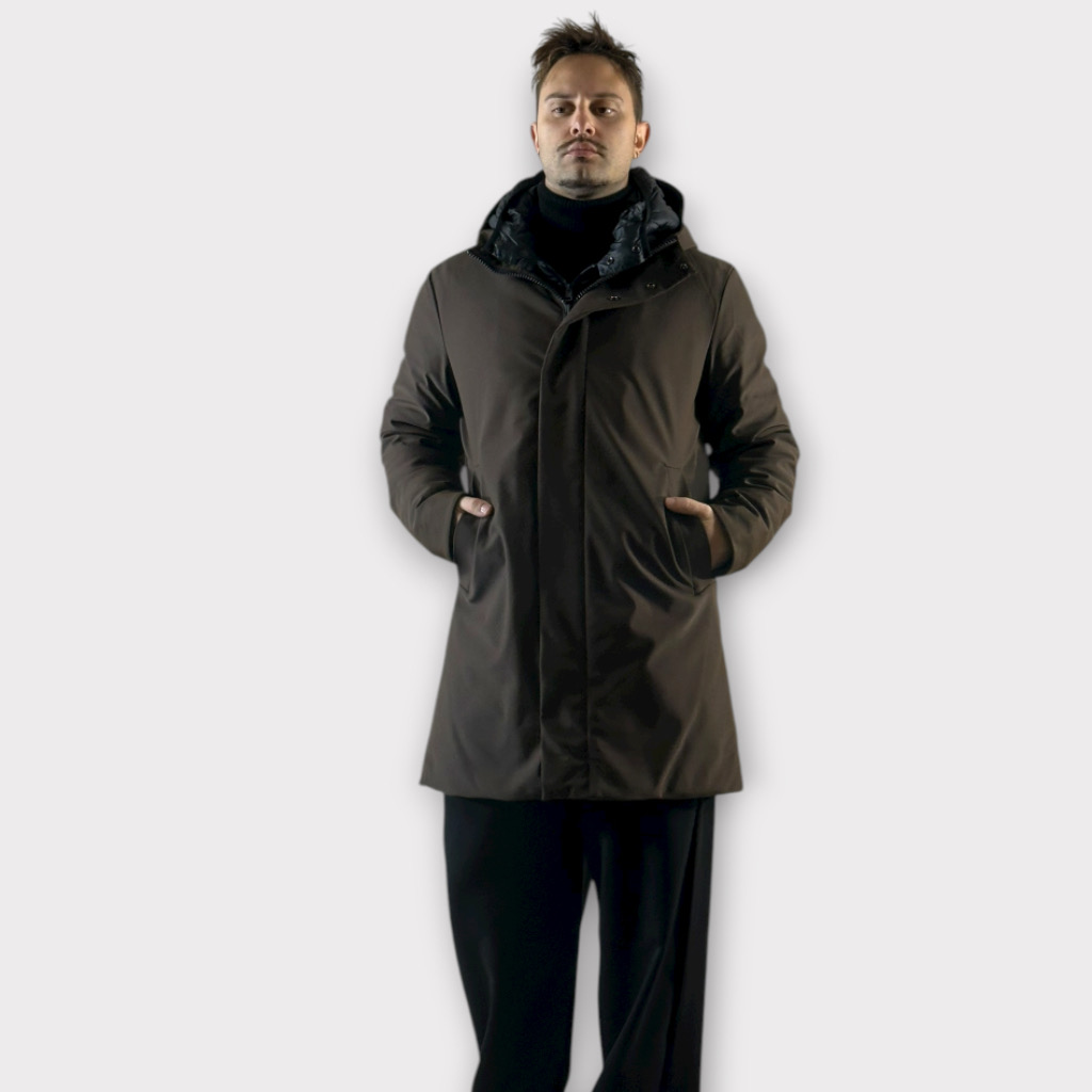 IMG 2716 Παρκα Με Αποσπώμενη Επένδυση Και Κουκούλα Cacao