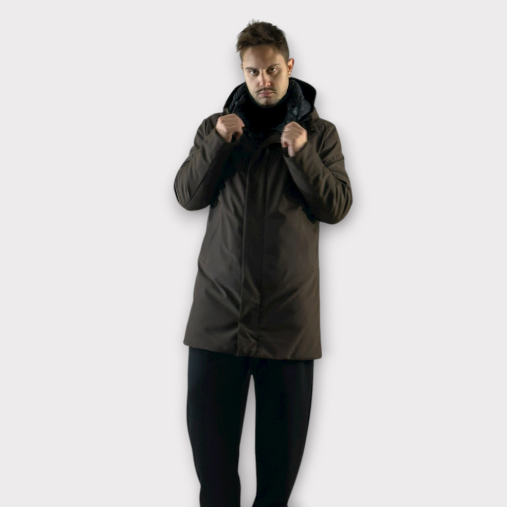 IMG 2717 Παρκα Με Αποσπώμενη Επένδυση Και Κουκούλα Cacao