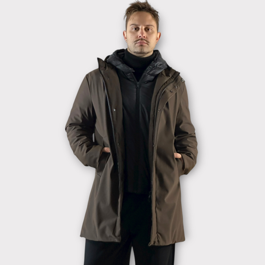 IMG 2719 Παρκα Με Αποσπώμενη Επένδυση Και Κουκούλα Cacao