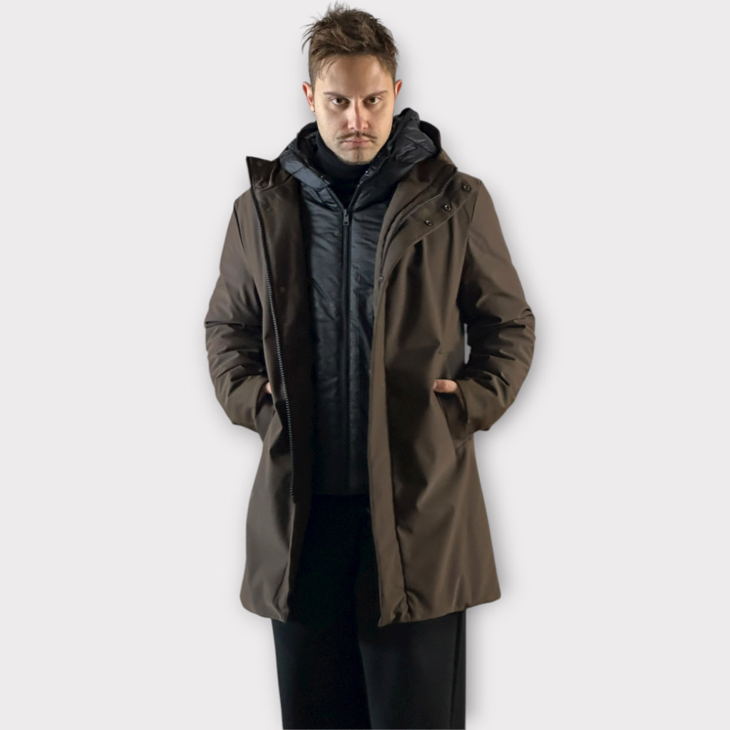 IMG 2720 Παρκα Με Αποσπώμενη Επένδυση Και Κουκούλα Cacao