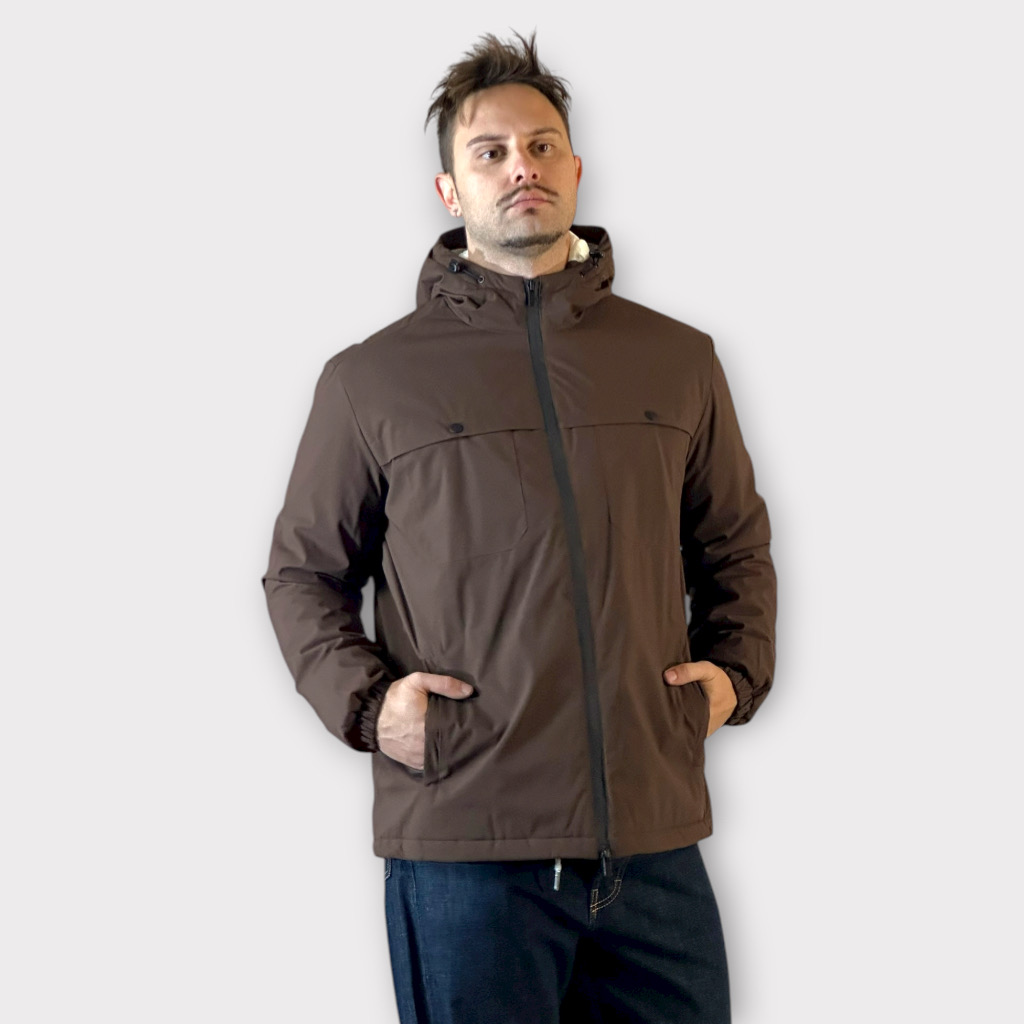 IMG 3141 Μπουφάν Τεχνικο Cacao Με Φόδρα Σε Αντίθεση