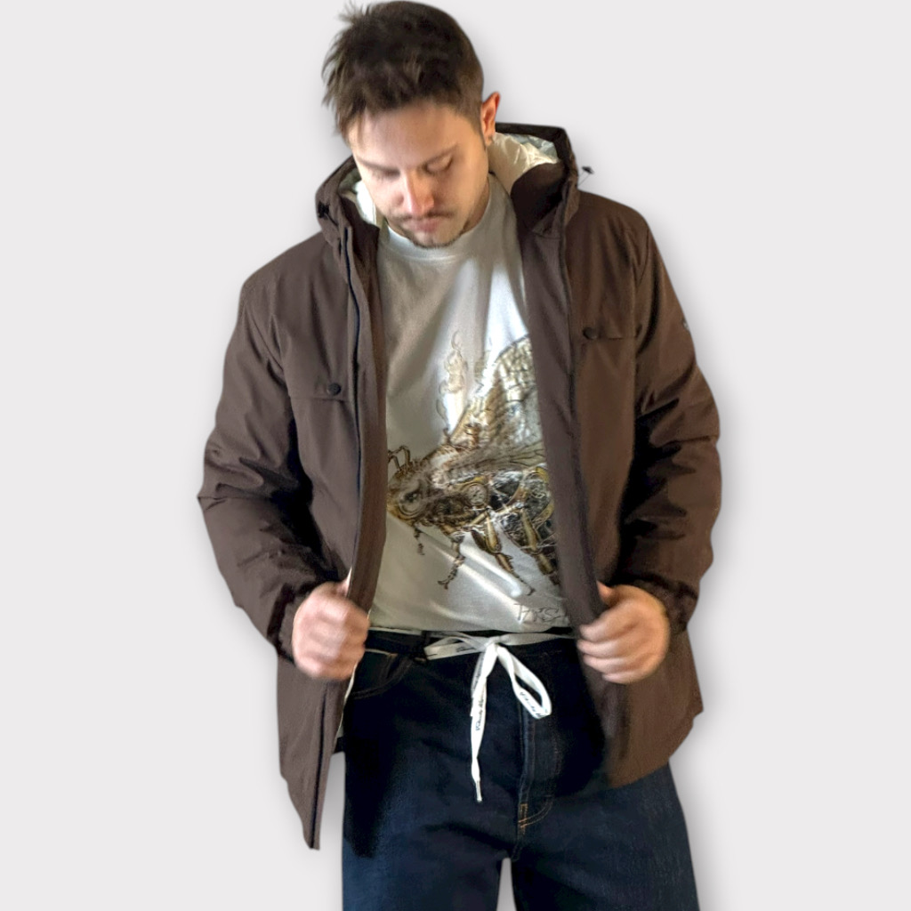 IMG 3146 Μπουφάν Τεχνικο Cacao Με Φόδρα Σε Αντίθεση