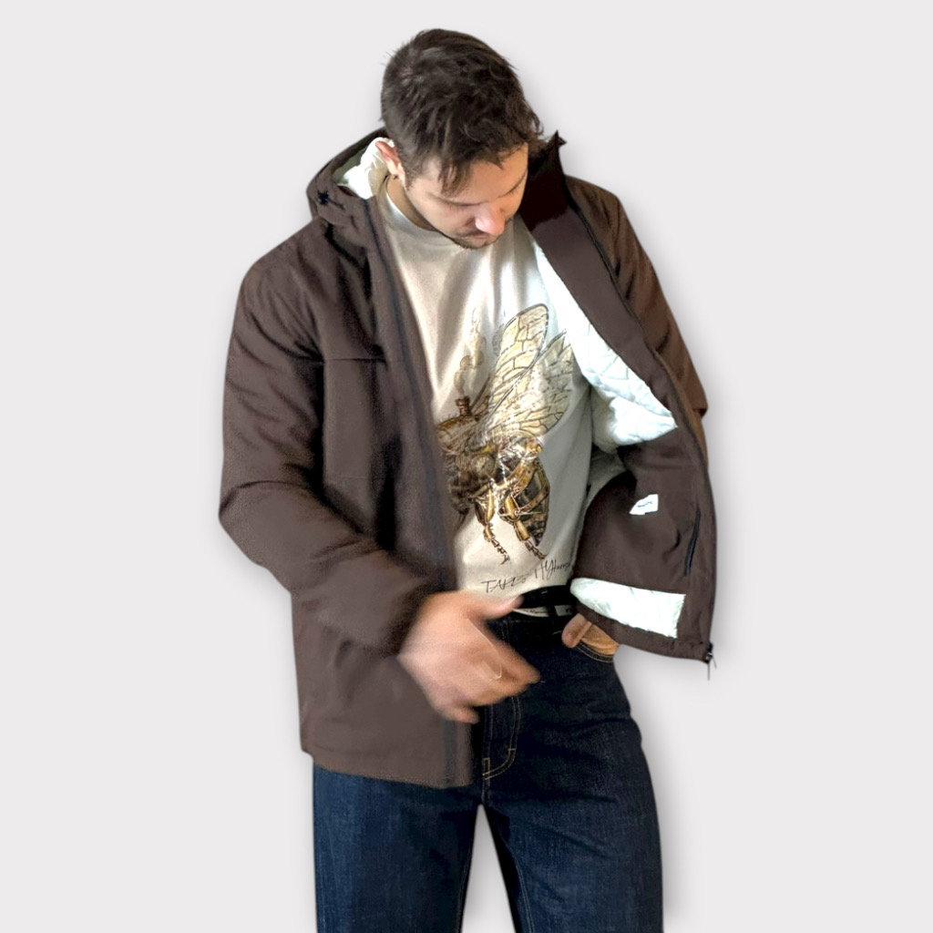 IMG 3147 Μπουφάν Τεχνικο Cacao Με Φόδρα Σε Αντίθεση