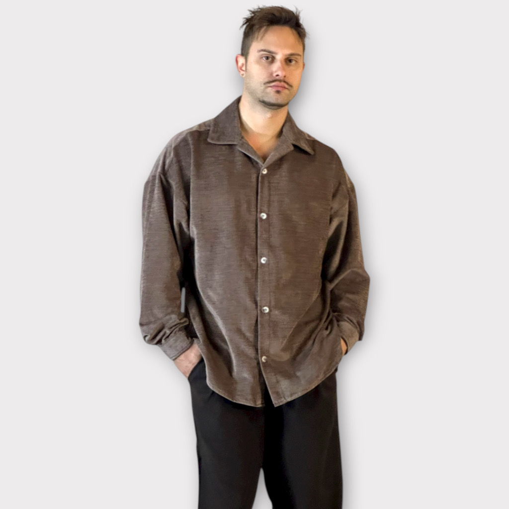 IMG 3276 Πουκάμισο Relaxed Fit Velvet Cacao