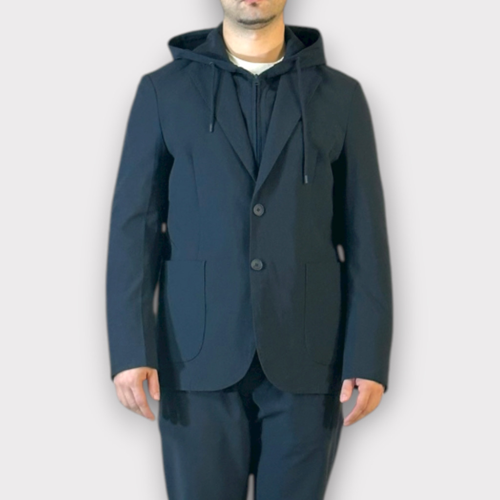 IMG 3407 Blazer Από Τεχνικο Ύφασμα Με Επένδυση Και Κουκούλα Μαύρο