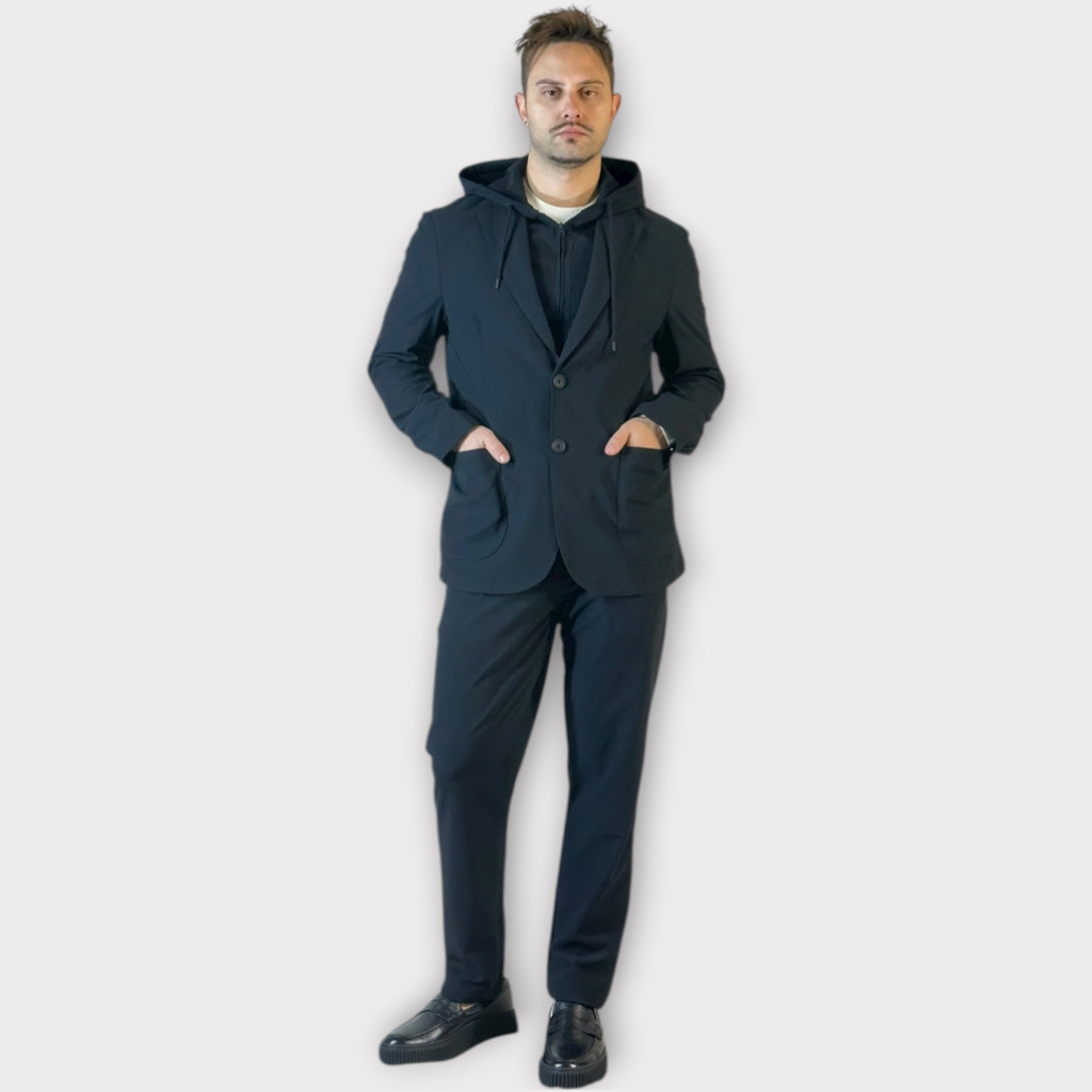 IMG 3408 Blazer Από Τεχνικο Ύφασμα Με Επένδυση Και Κουκούλα Μαύρο