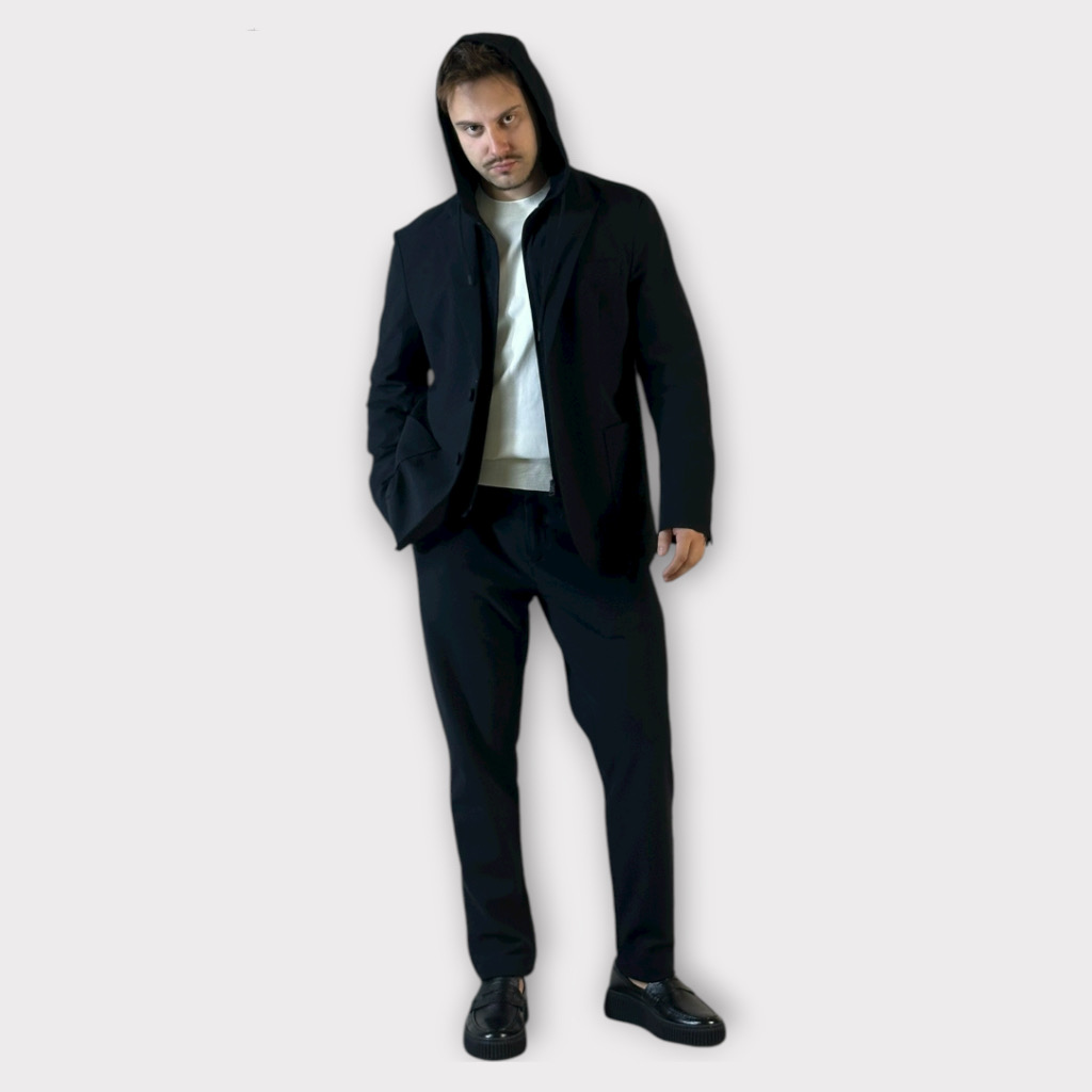 IMG 3410 Blazer Από Τεχνικο Ύφασμα Με Επένδυση Και Κουκούλα Μαύρο