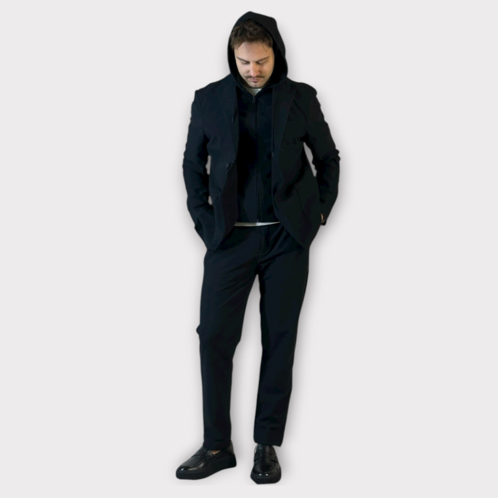 IMG 3411 Blazer Από Τεχνικο Ύφασμα Με Επένδυση Και Κουκούλα Μαύρο