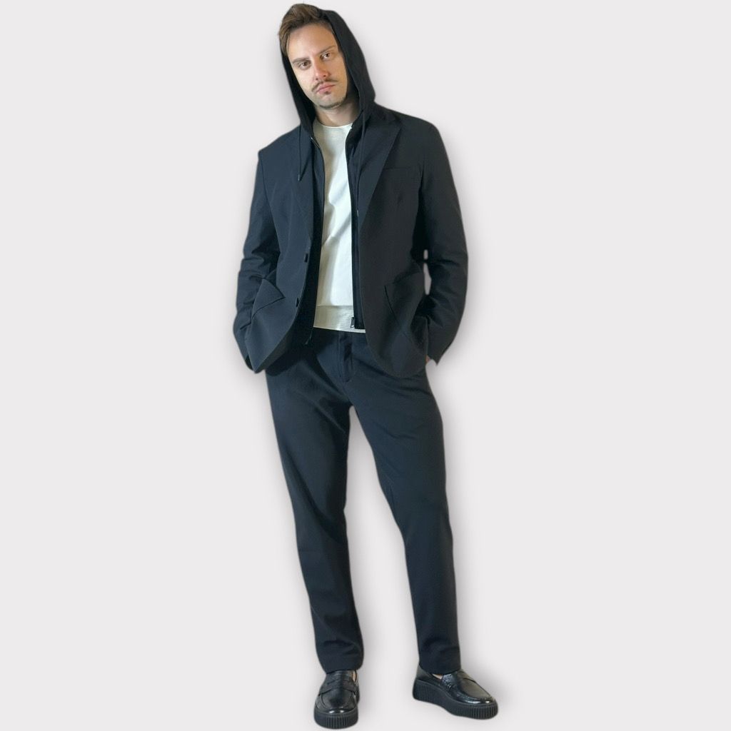 IMG 3413 Blazer Από Τεχνικο Ύφασμα Με Επένδυση Και Κουκούλα Μαύρο