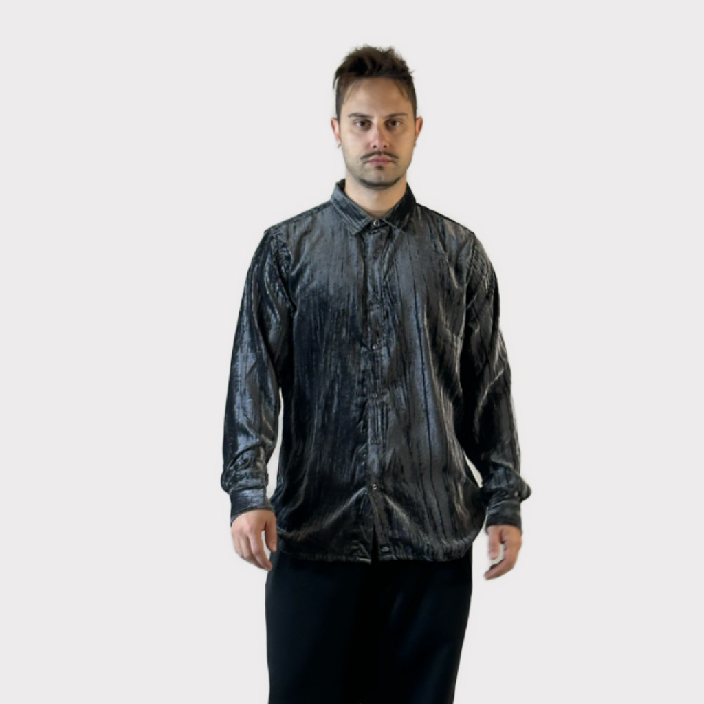 IMG 3455 Πουκάμισο Μαύρο Velvet Regular Fit