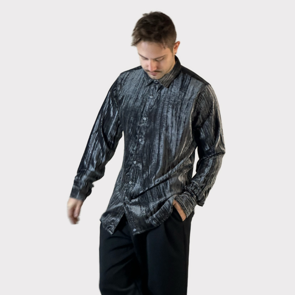 IMG 3457 Πουκάμισο Μαύρο Velvet Regular Fit