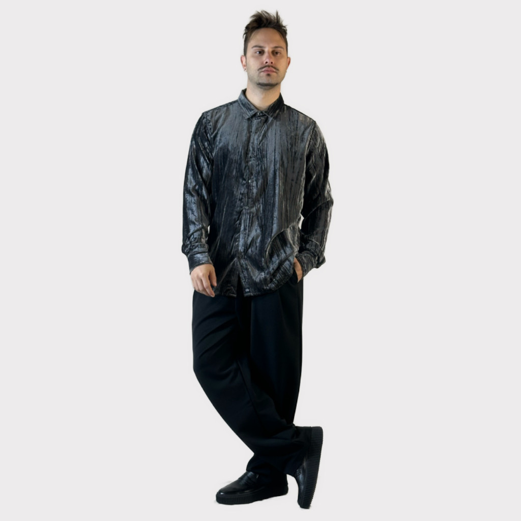 IMG 3458 Πουκάμισο Μαύρο Velvet Regular Fit