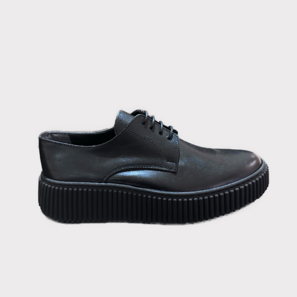 Δερμάτινο Παπούτσι Με Κορδόνια Black