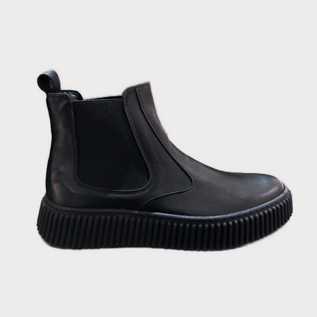 Μποτάκι Chelsea Δερμάτινο Μαύρο