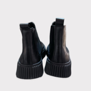 Μποτάκι Chelsea Δερμάτινο Μαύρο