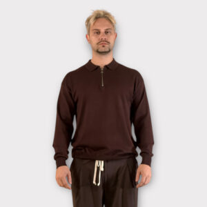 Μπλούζα Polo Με Φερμουάρ Coffee