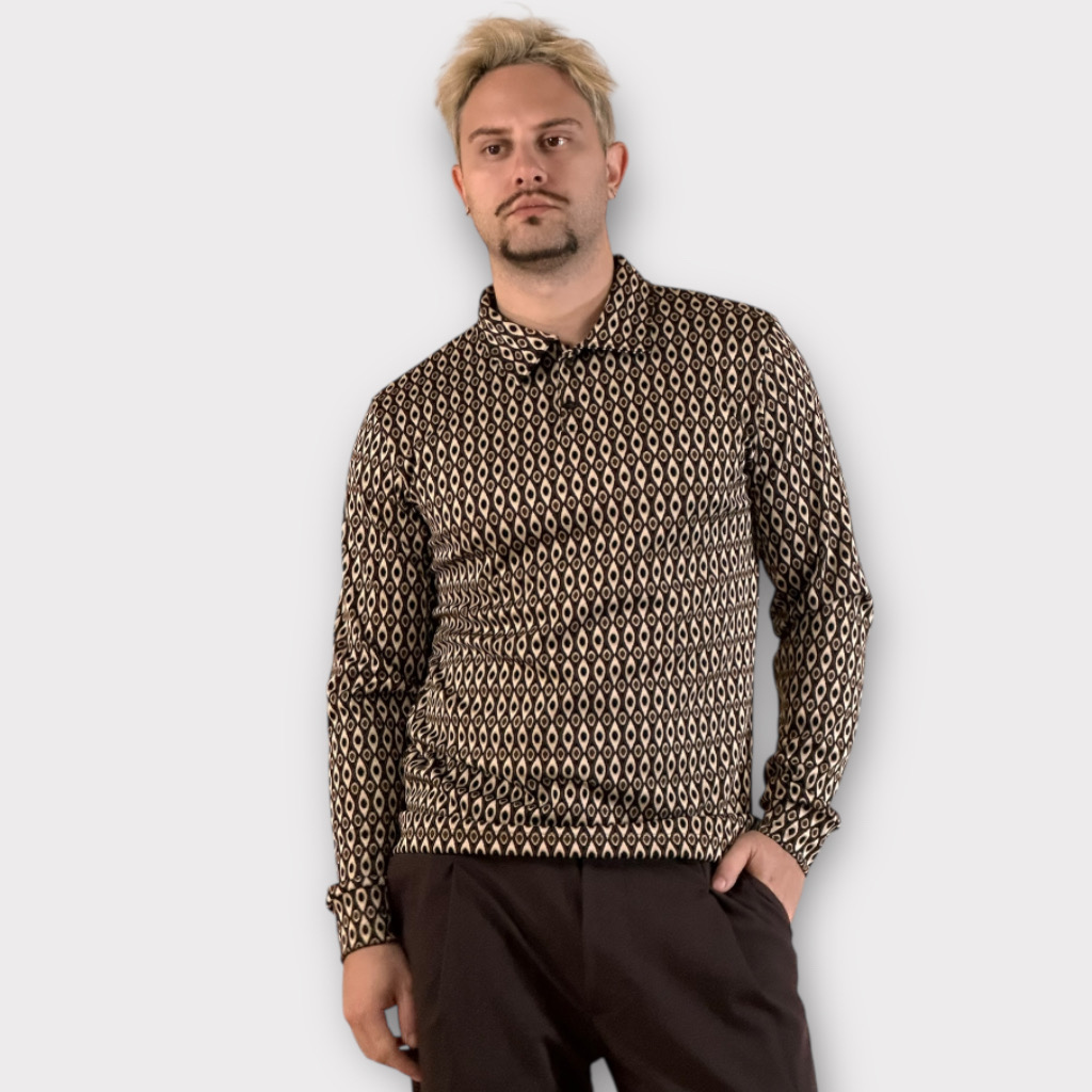 IMG 4294 Takeshy Kurosawa Polo Manica Lunga Fantasia Geometrica