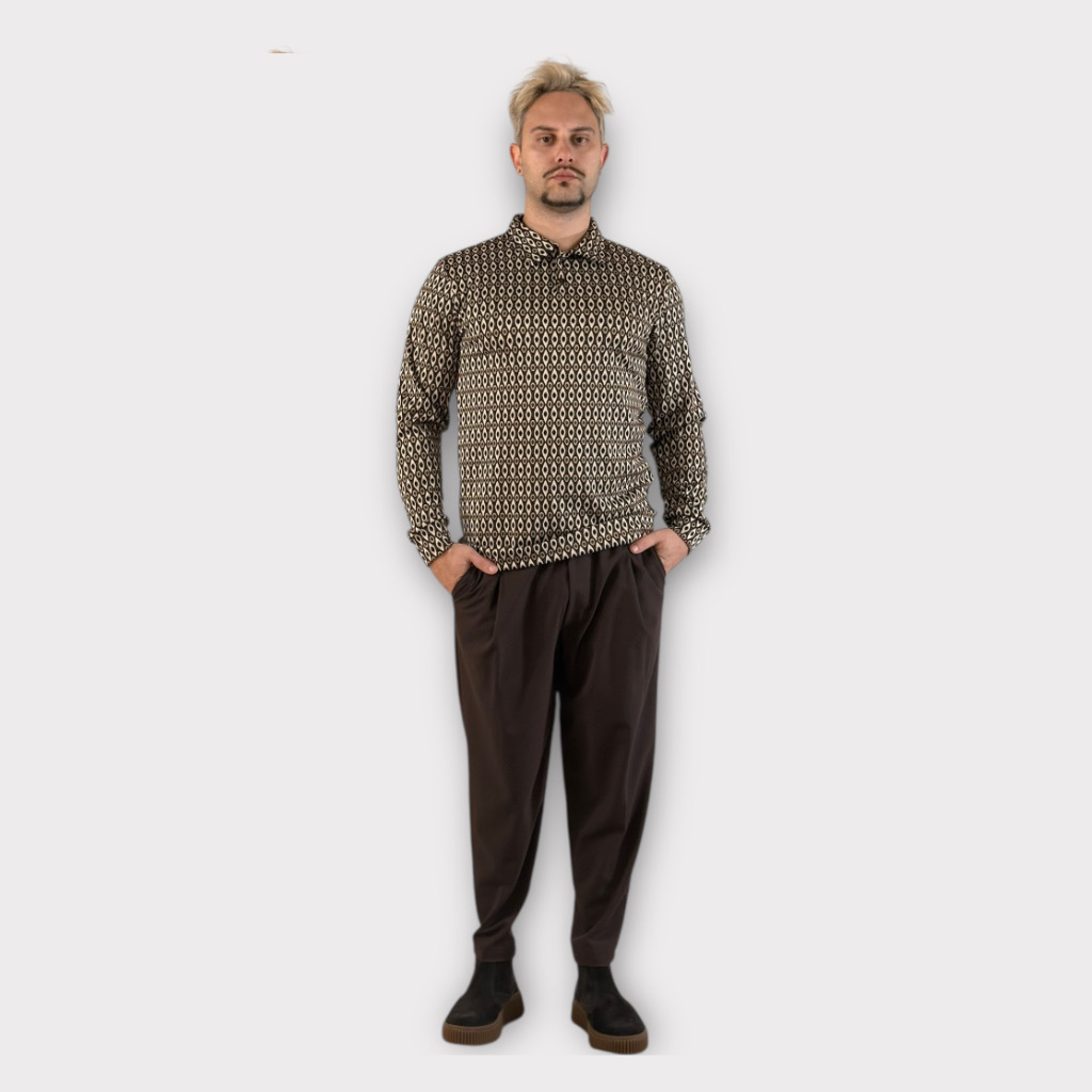 IMG 4298 Takeshy Kurosawa Polo Manica Lunga Fantasia Geometrica