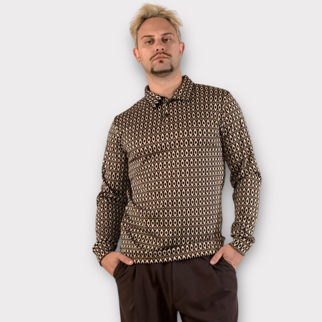 IMG 4300 Takeshy Kurosawa Polo Manica Lunga Fantasia Geometrica