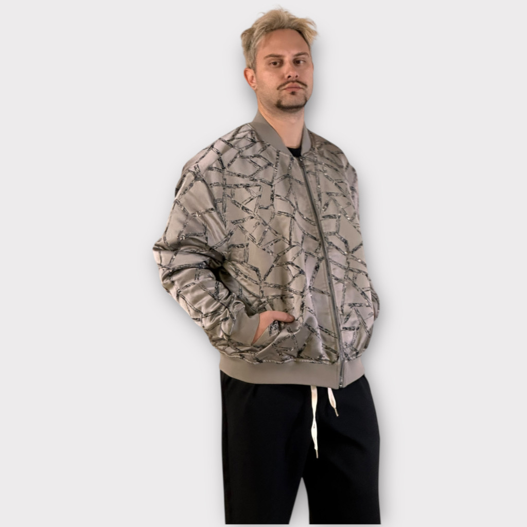 IMG 4368 Μπουφάν Καπιτονέ Γκρι Geometric