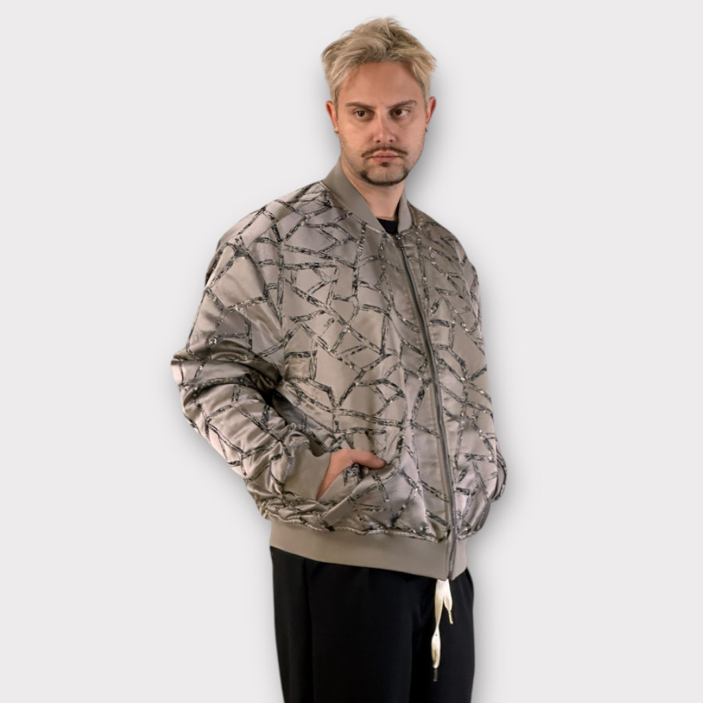 IMG 4370 Μπουφάν Καπιτονέ Γκρι Geometric