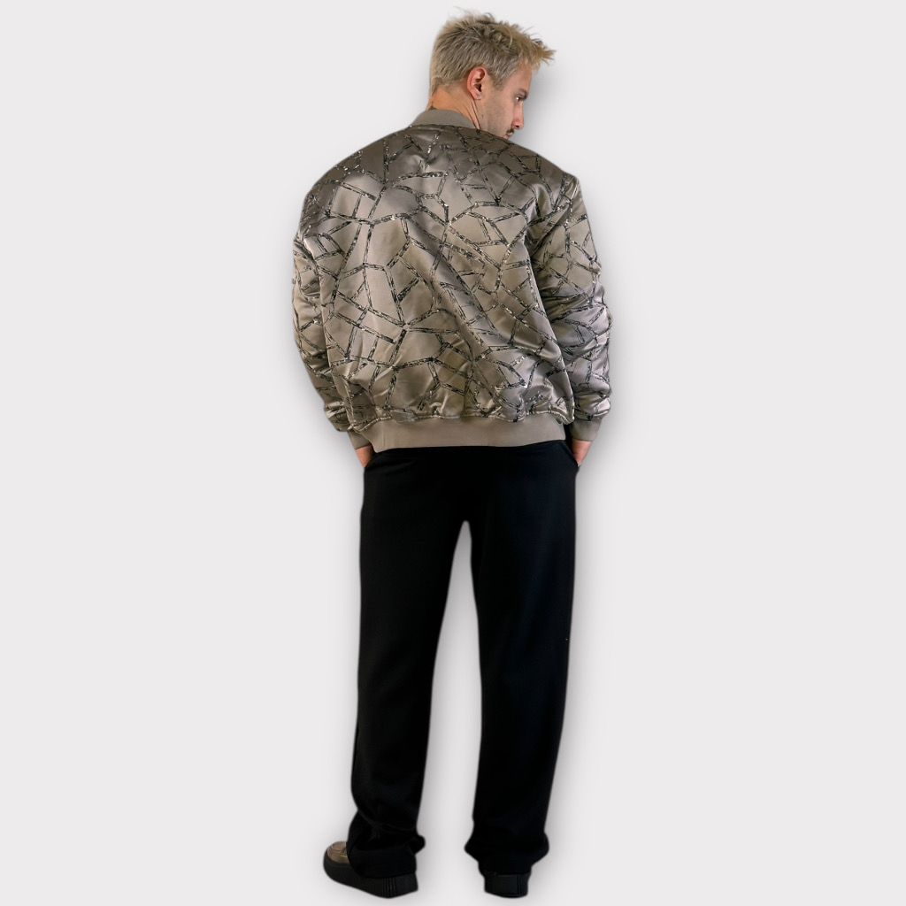 IMG 4374 Μπουφάν Καπιτονέ Γκρι Geometric