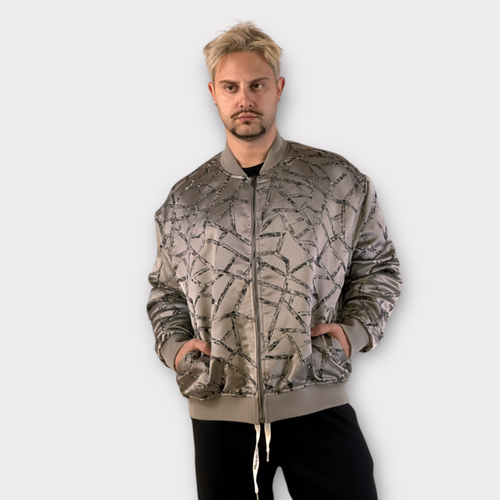 IMG 4375 Μπουφάν Καπιτονέ Γκρι Geometric