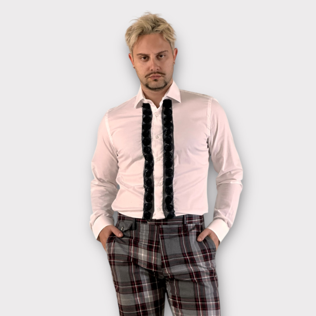 IMG 4483 Πουκάμισο Tuxedo Ruffle Flower White