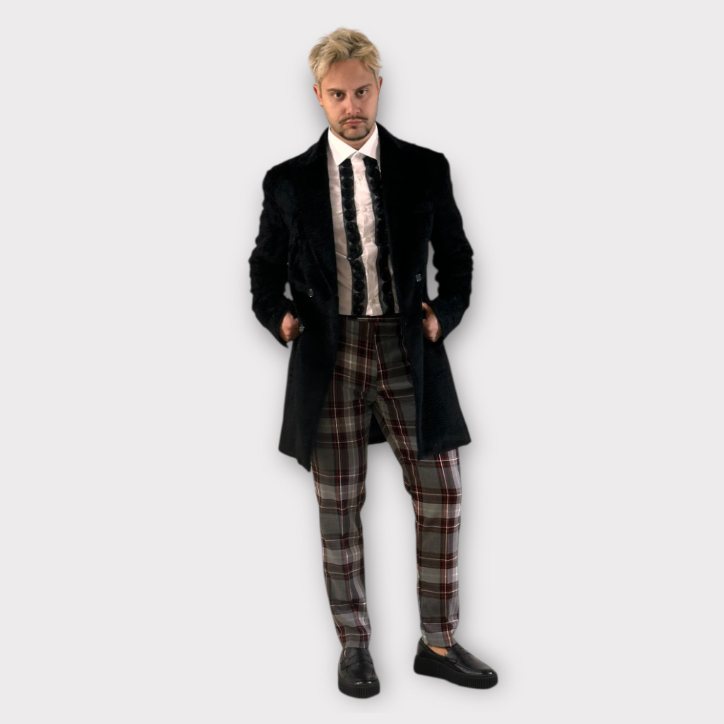 IMG 4524 Σταυρωτο Παλτό Με Σχέδιο Ύφανσης Μαύρο