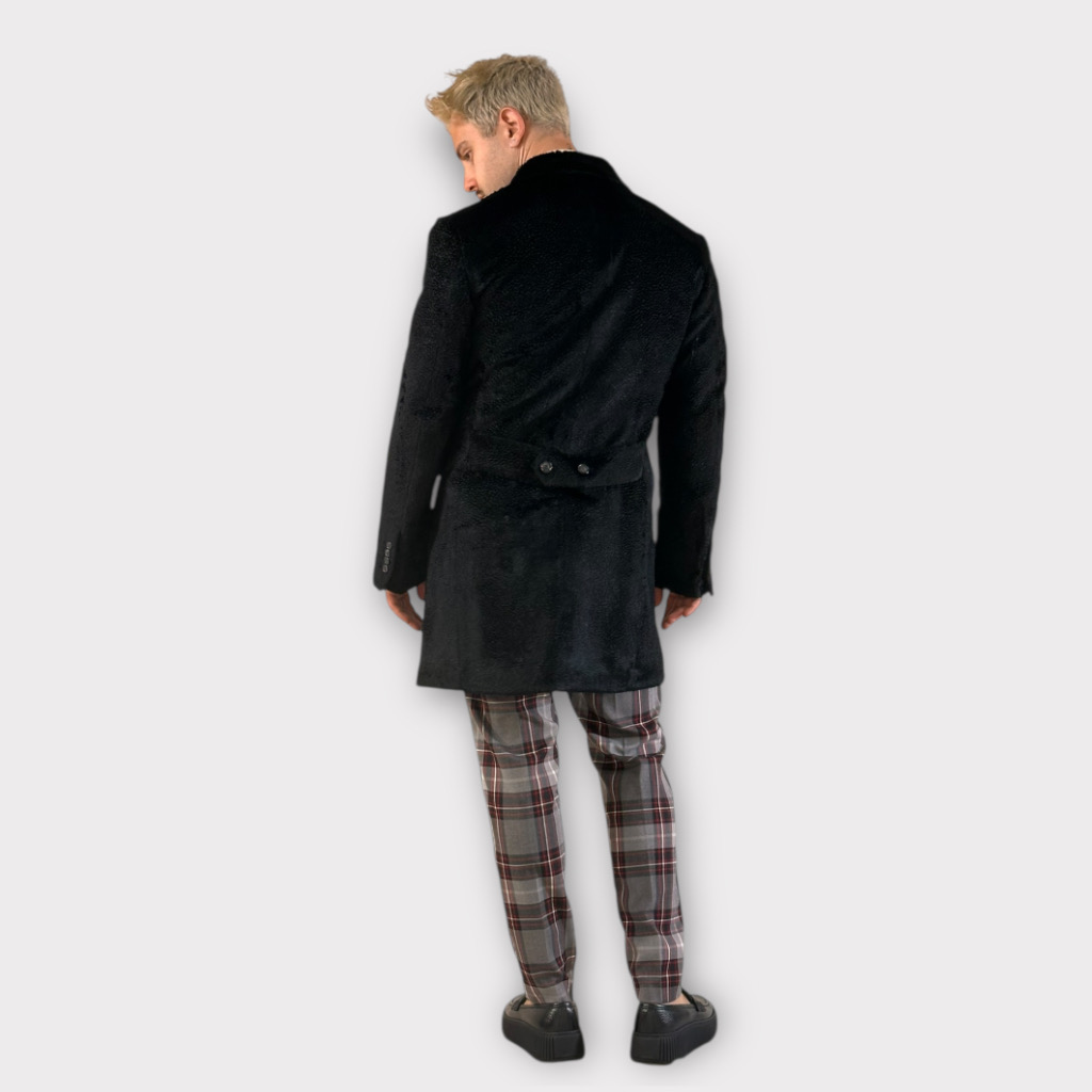 IMG 4530 Σταυρωτο Παλτό Με Σχέδιο Ύφανσης Μαύρο