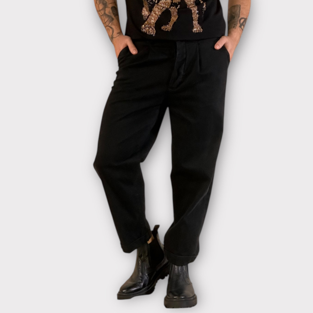 IMG 4546 Takeshy Kurosawa Pant. Gab Max Loose Relaxed Nero