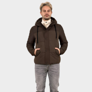 Bomber Jacket Κοντο Με Επένδυση Και Κουκούλα Cacao