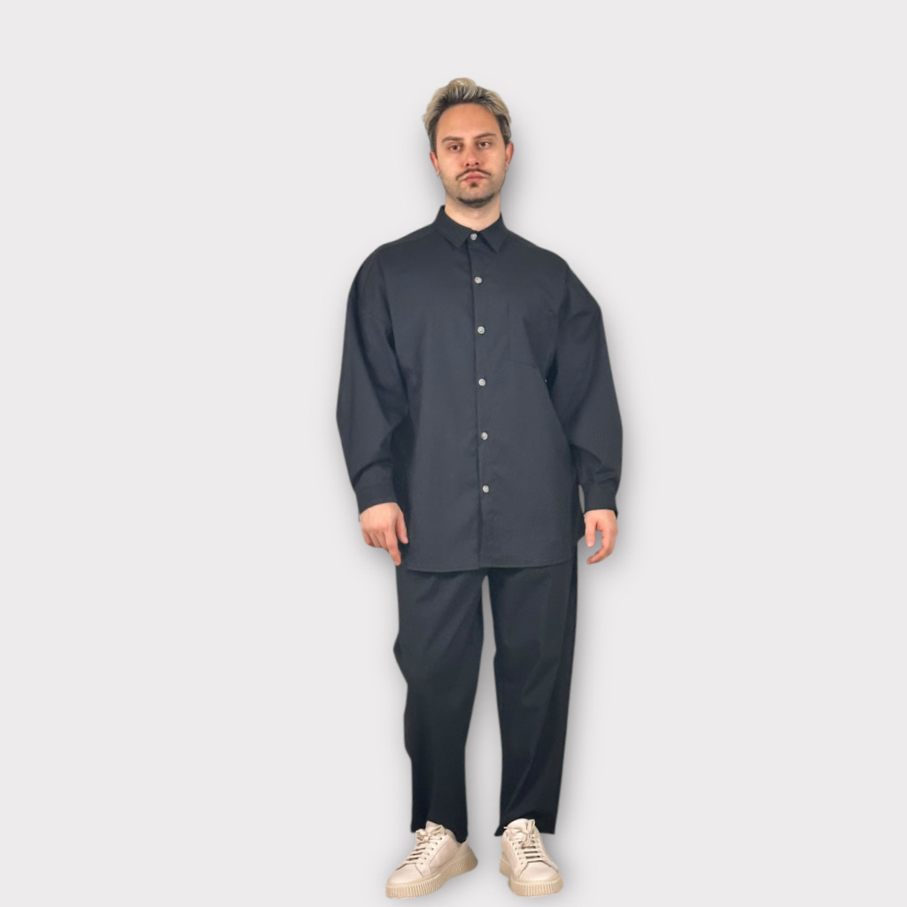 IMG 6117 Πουκάμισο Με Ριγες Oversize Long Black