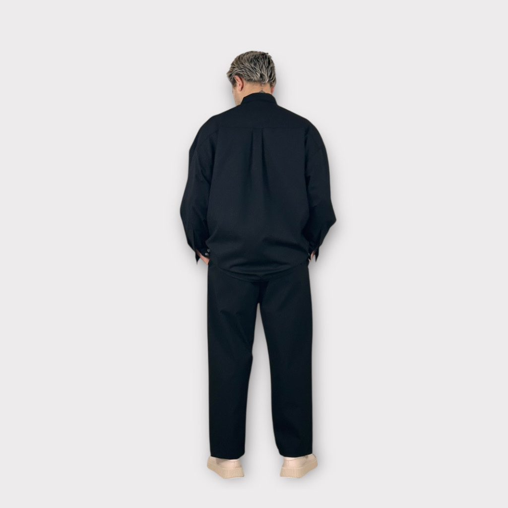 IMG 6121 Πουκάμισο Με Ριγες Oversize Long Black