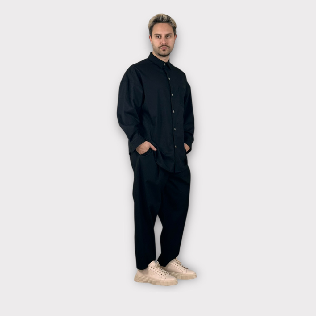IMG 6123 Πουκάμισο Με Ριγες Oversize Long Black