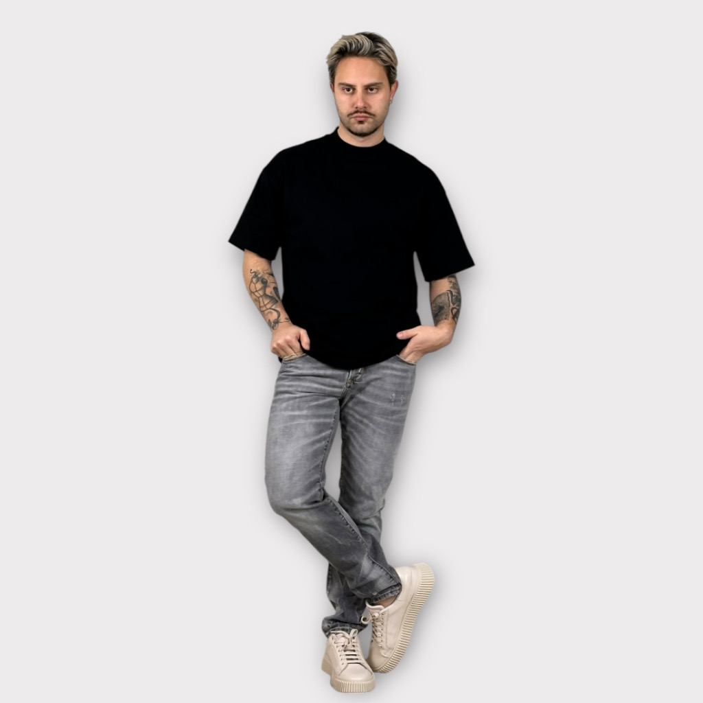 IMG 6141 T-shirt Oversize Με Ψηλο Λαιμο Μαύρο