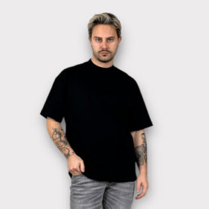 T-shirt Oversize Με Ψηλο Λαιμο Μαύρο