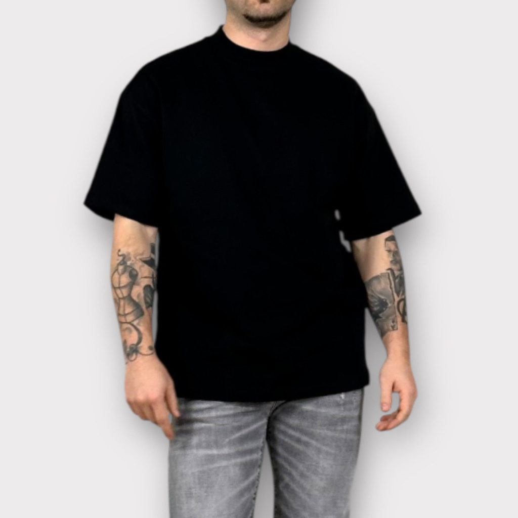 IMG 6146 T-shirt Oversize Με Ψηλο Λαιμο Μαύρο