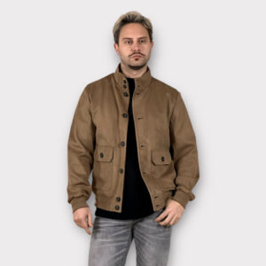 Bomber Jacket Τύπου Σουέτ Καμελ