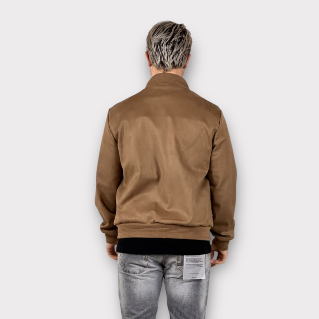 IMG 6157 Bomber Jacket Τύπου Σουέτ Καμελ