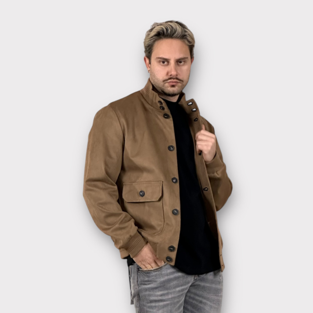 IMG 6159 Bomber Jacket Τύπου Σουέτ Καμελ