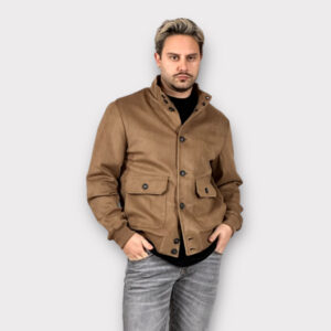 Bomber Jacket Τύπου Σουέτ Καμελ