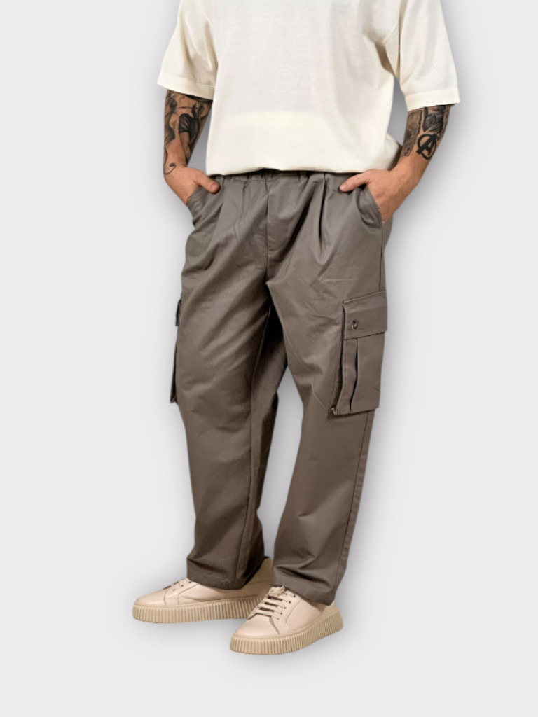 IMG 6221 Παντελόνι Cargo Oversize Cotton Fango